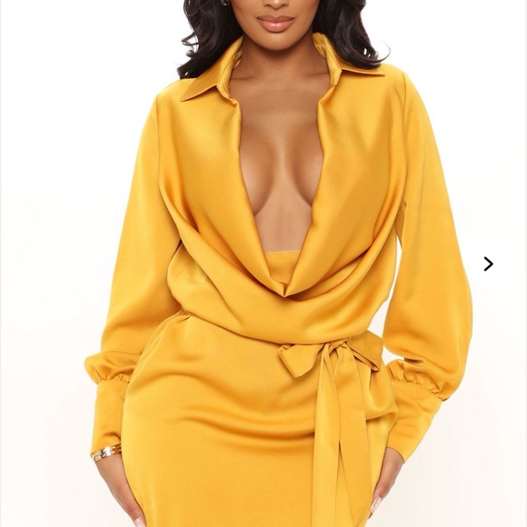 Fashion Nova Mustard Yellow Dress - Picture 1 of 2